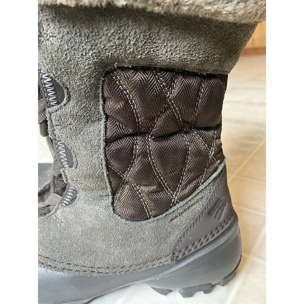 Columbia Women's Faux Fur Winter Boots 200grams Sz 9 Gray Brown Quilted Sides